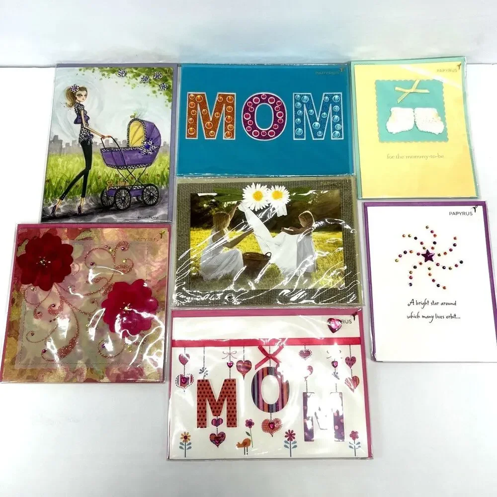 Lot of 7 Papyrus Mother's Day Cards, for Mom, Mommy to be, New Mom 3d NEW